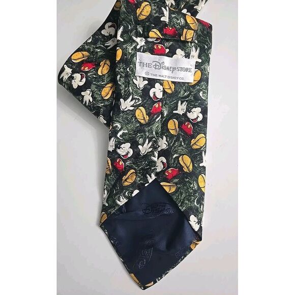 Disney Mickey Mouse Silk Neck Tie VINTAGE From The Disney Store Red Gold Green - Picture 2 of 2